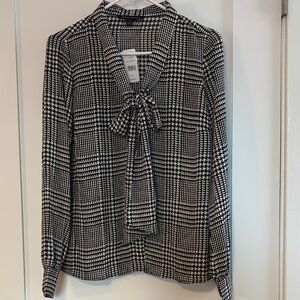 NWT Brooks Brothers Black and White Checkered Blouse